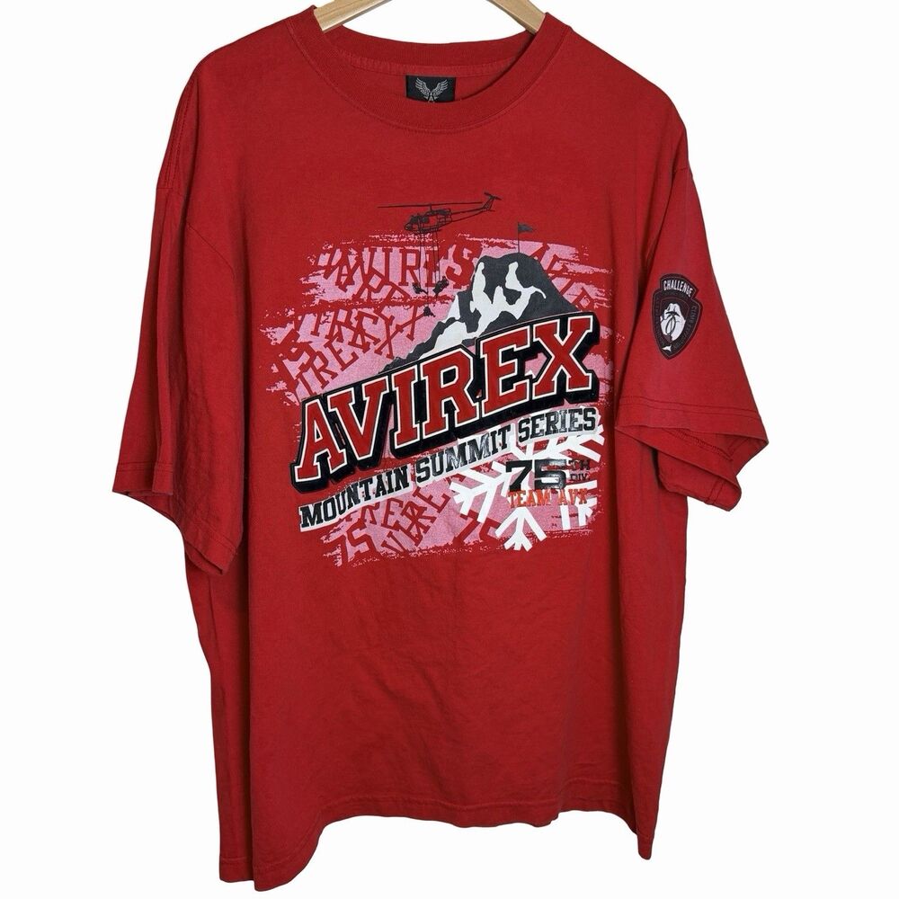 Avirex Mountain Summit Series Short Sleeve T-Shirt Red Men's 2X Raised Letters